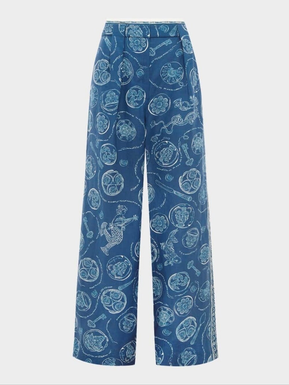 Alémais Lucky printed linen wide-leg pants US4